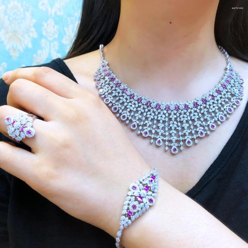 Necklace Earrings Set Missvikki Original Luxury Bangle Ring 4PCS For Women Russia Dubai Bridal Wedding Party, Picture shown