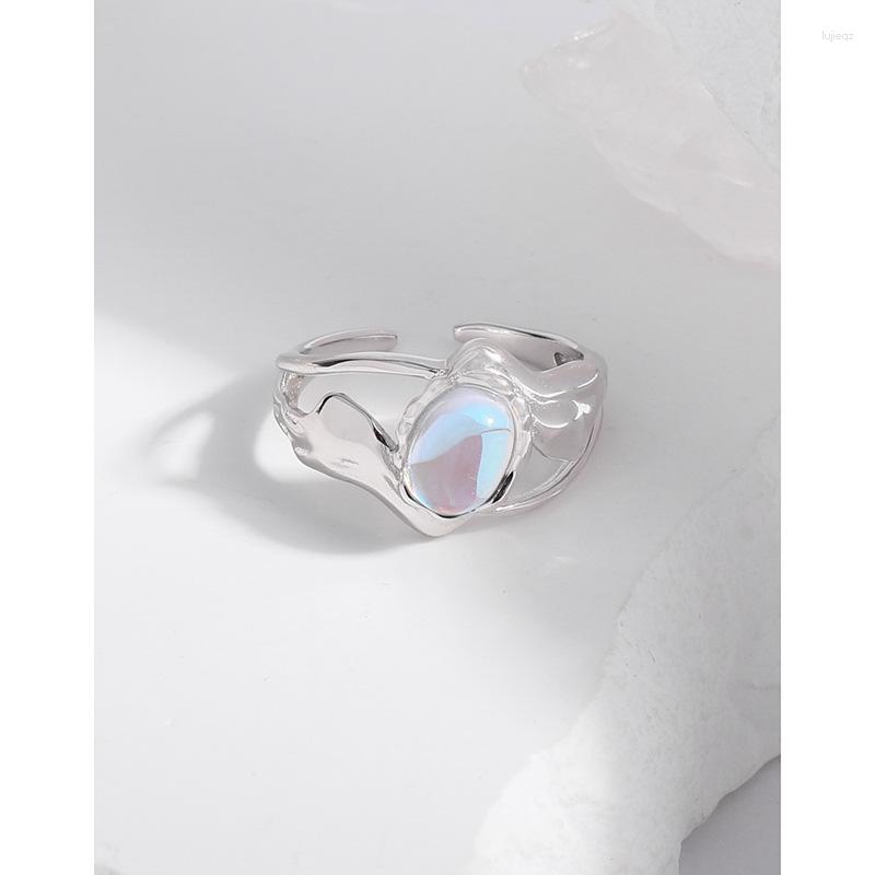 Cluster Rings Women's 925 Sterling Silver Ring Irregular Pattern Inlaid Oval Moonstone Adjustable European And American Fashion Jewelry
Cluster Rings Women's 925 Sterling Silver Ring Irregular Pattern Inlaid Oval Moonstone Adjustable European And American Fashion Jewelry