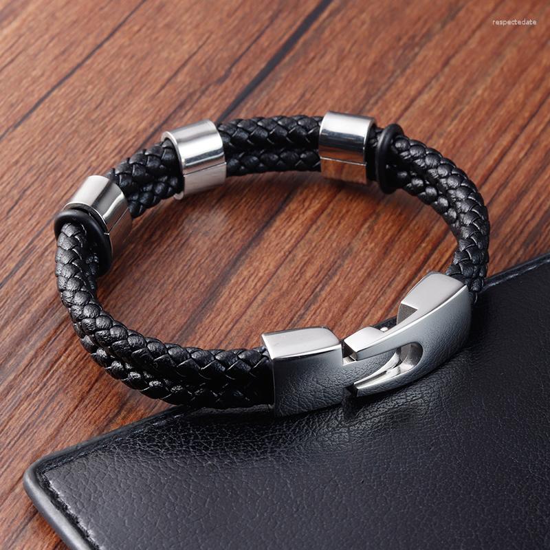 Charm Bracelets Fashion Luxury Men Jewelry Multi-layer Stainless Steel Buckle With Leather Bracelet & Bangle For Birthday Special Gift
Charm Bracelets Fashion Luxury Men Jewelry Multi-layer Stainless Steel Buckle With Leather Bracelet & Bangle For Birthday Special Gift