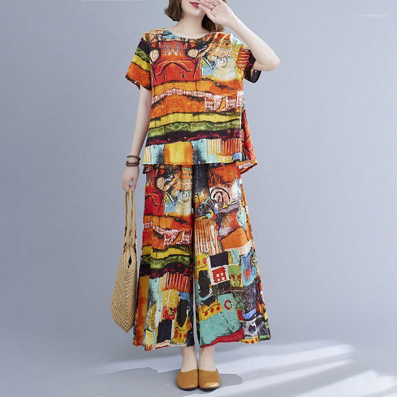 Women's Two Piece Pants 2 Sets Women Casual Suits 2023 Summer Vintage Style Floral Print Loose Female Cotton Tops And Ankle-length Q59, 024
Women's Two Piece Pants 2 Sets Women Casual Suits 2023 Summer Vintage Style Floral Print Loose Female Cotton Tops And Ankle-length Q59, 024