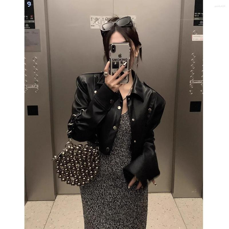 Women' Jackets Black Lapel PU Leather Jacket For Women' 2023 American Retro Spicy Short Top
Women' Jackets Black Lapel PU Leather Jacket For Women' 2023 American Retro Spicy Short Top