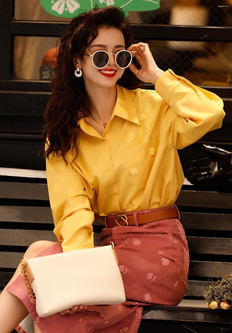 Women' Blouses 2023 Spring Fashion Exquisite Korean Embroider Loose Vintage Long Sleeves All-match Yellow Shirt For Women Z209
Women' Blouses 2023 Spring Fashion Exquisite Korean Embroider Loose Vintage Long Sleeves All-match Yellow Shirt For Women Z209