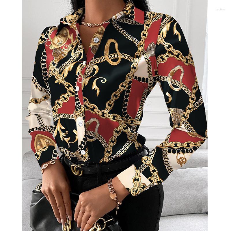 Women's Blouses 2023 Tops Blouse Women Spring Autumn Long-sleeved Geometric Print Single-breasted Cardigan Shirt Retro, Yellow chain
Women's Blouses 2023 Tops Blouse Women Spring Autumn Long-sleeved Geometric Print Single-breasted Cardigan Shirt Retro, Yellow chain