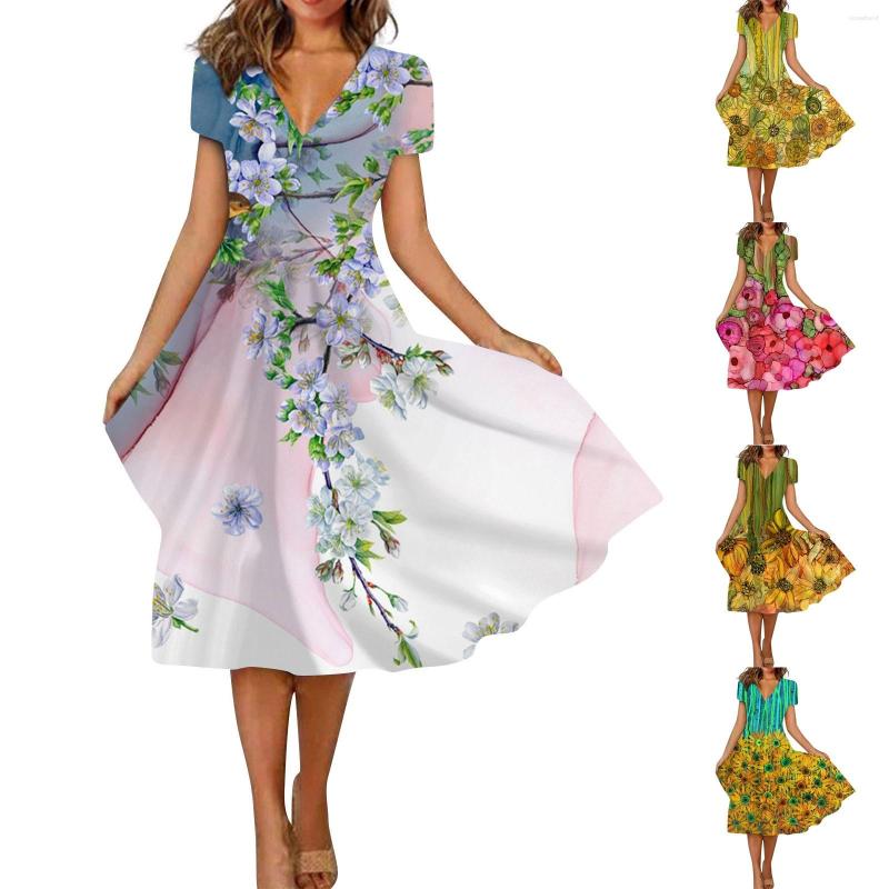 Casual Dresses Women Bohemian Comfortable Vacation Loose Flower Floral Printed V Neck Colorful Summer Dress Sale Vestidos, Yellow
Casual Dresses Women Bohemian Comfortable Vacation Loose Flower Floral Printed V Neck Colorful Summer Dress Sale Vestidos, Yellow