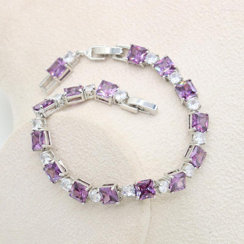Link Bracelets Chain Purple Zirconia Dubai Silver Color Bracelet For Women Gift 4 Colors White Blue Green JewelryLink Raym22
Link Bracelets Chain Purple Zirconia Dubai Silver Color Bracelet For Women Gift 4 Colors White Blue Green JewelryLink Raym22