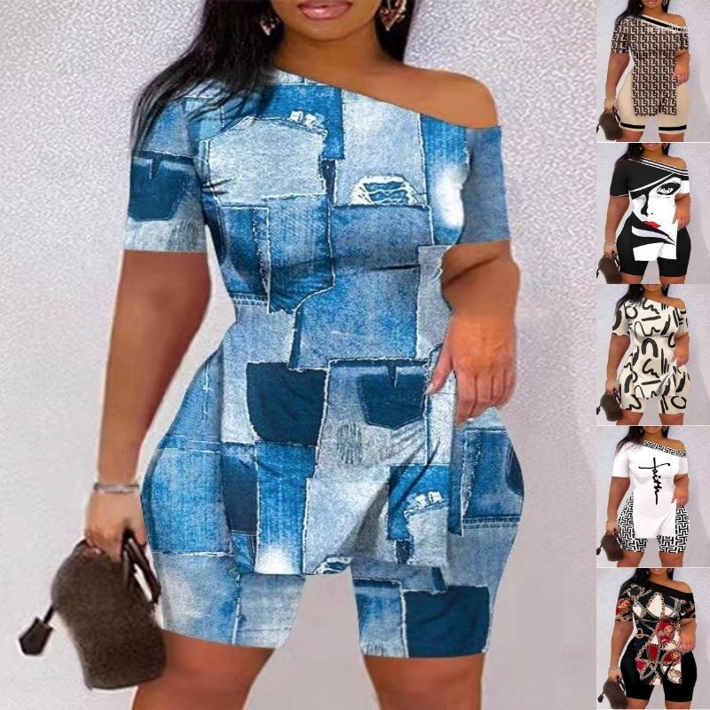 Women' Tracksuits 2023 Spring European American Women' Wear Slanted Shoulder Split Short Sleeve Shorts Two Piece Casual Set For Women
Women' Tracksuits 2023 Spring European American Women' Wear Slanted Shoulder Split Short Sleeve Shorts Two Piece Casual Set For Women