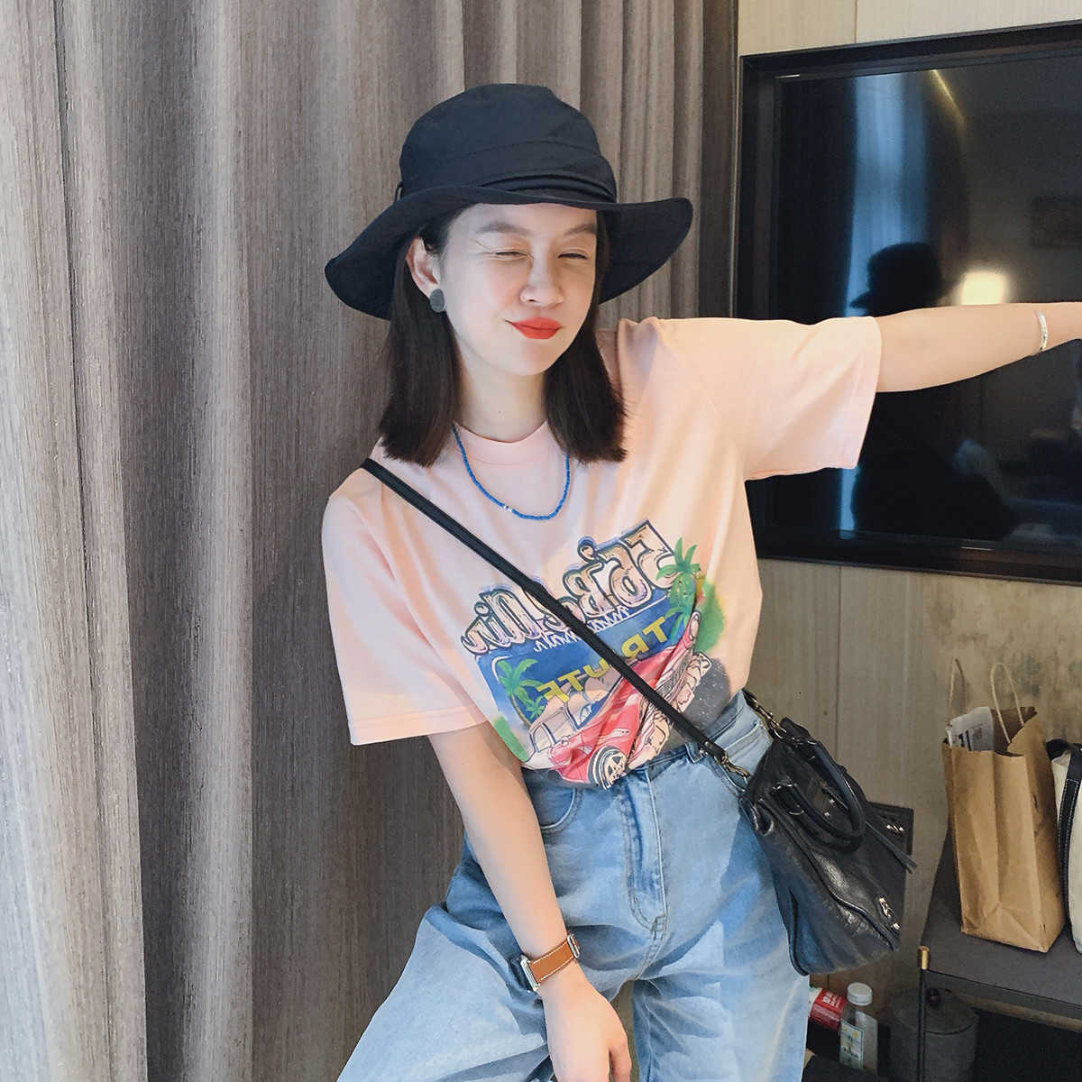 Libeline American T-shirt Summer New Fashion Casual Versatile Fun Print Round Neck Short Sleeve Cotton Girl, Black
Libeline American T-shirt Summer New Fashion Casual Versatile Fun Print Round Neck Short Sleeve Cotton Girl, Black