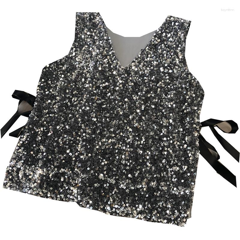 Women' Vests Net Red Short 2023 Autumn/Winter Loose Sleeveless Slit Sequin Vest With Shirt Lace Up Ladies Glitter Top Trendy, Black and silver
Women' Vests Net Red Short 2023 Autumn/Winter Loose Sleeveless Slit Sequin Vest With Shirt Lace Up Ladies Glitter Top Trendy, Black and silver
