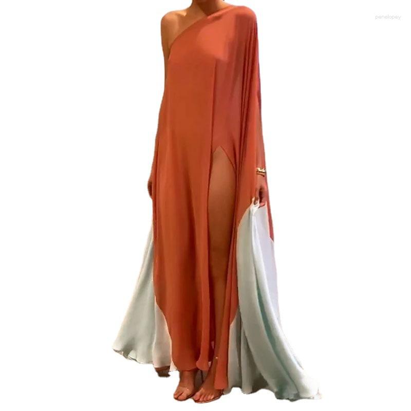 Casual Dresses 2023 Summer Selling Fashion Women' One Shoulder Loose Contrast Color Long Dress
Casual Dresses 2023 Summer Selling Fashion Women' One Shoulder Loose Contrast Color Long Dress