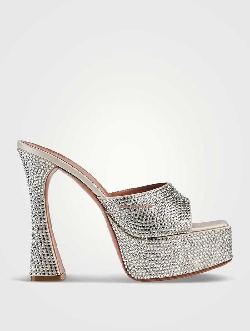 Sandals Embellished Satin Platform Mules Open Toe Crystal High Heel Shoes Women Sky Stiletto Heeled Summer Party, As show color
Sandals Embellished Satin Platform Mules Open Toe Crystal High Heel Shoes Women Sky Stiletto Heeled Summer Party, As show color