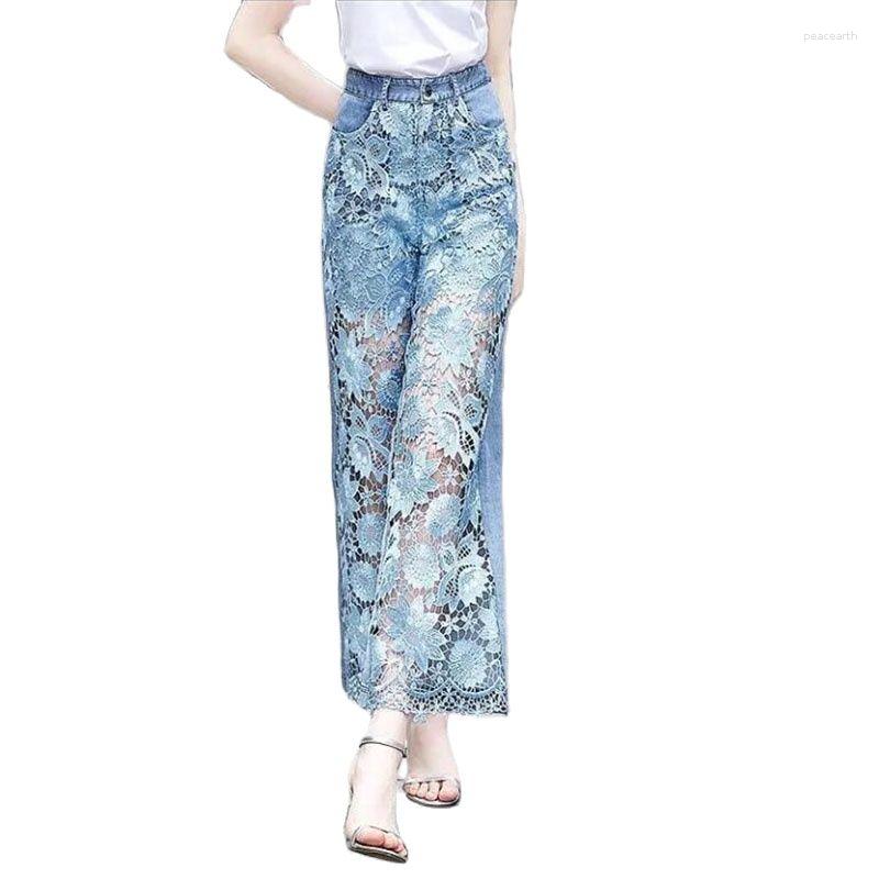 Women' Jeans Fashion Women' High Waist Wide Leg Pants 2023 Hollow Lace Panel Denim Long Loose Straight Sleeve Trousers, Blue
Women' Jeans Fashion Women' High Waist Wide Leg Pants 2023 Hollow Lace Panel Denim Long Loose Straight Sleeve Trousers, Blue