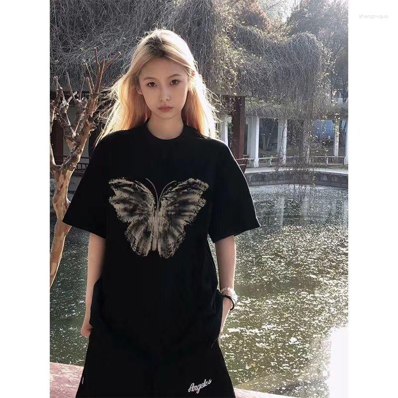 Women's T Shirts 2023 Summer Women's Tshirts Street Style Short Sleeve T-shirt Loose Show Thin Print Butterfly Top Ins Fashion Women, Black
Women's T Shirts 2023 Summer Women's Tshirts Street Style Short Sleeve T-shirt Loose Show Thin Print Butterfly Top Ins Fashion Women, Black