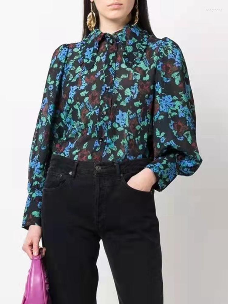 Women's Blouses Women Blouse 2023 Autumn Blue-green Print Oversized Shirt Doll Collar Top
Women's Blouses Women Blouse 2023 Autumn Blue-green Print Oversized Shirt Doll Collar Top