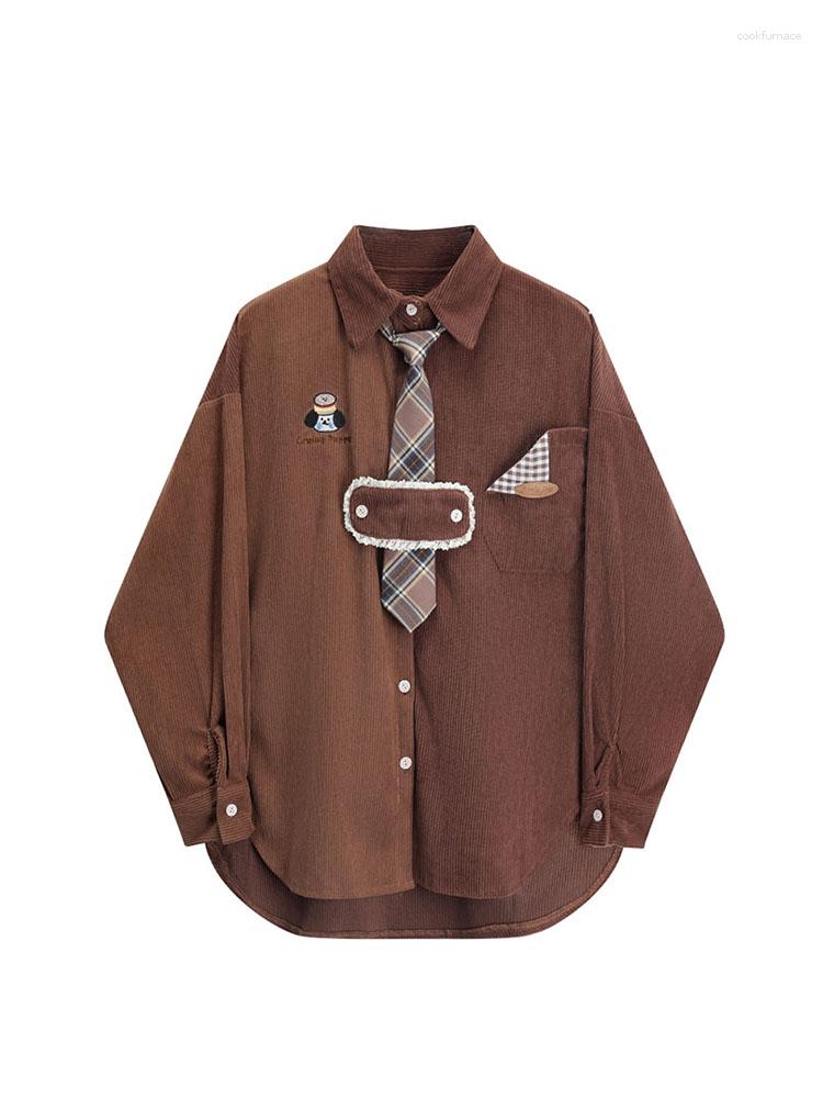 Women's Blouses Vintage Fashion Women Corduroy Cute Embroidery Blouse Long Sleeve Lapel Collar Single Breasted Female Casual Baggy Tie Shirt, Coffee
Women's Blouses Vintage Fashion Women Corduroy Cute Embroidery Blouse Long Sleeve Lapel Collar Single Breasted Female Casual Baggy Tie Shirt, Coffee