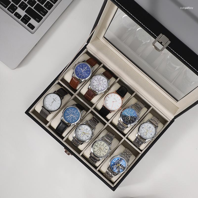Watch Boxes 10 / 12 Grids PU Leather Box Case Collector Holder Organizer For Clock Watches Jewelry Display Storage Glass Top D20
Watch Boxes 10 / 12 Grids PU Leather Box Case Collector Holder Organizer For Clock Watches Jewelry Display Storage Glass Top D20