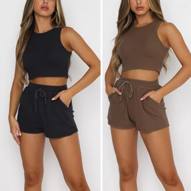Women' Tracksuits Women Vest Solid Sleeveless Crop Top Shorts Set Slim-fitting Quick-drying Tanks Tops With Drawstring For, Black
Women' Tracksuits Women Vest Solid Sleeveless Crop Top Shorts Set Slim-fitting Quick-drying Tanks Tops With Drawstring For, Black