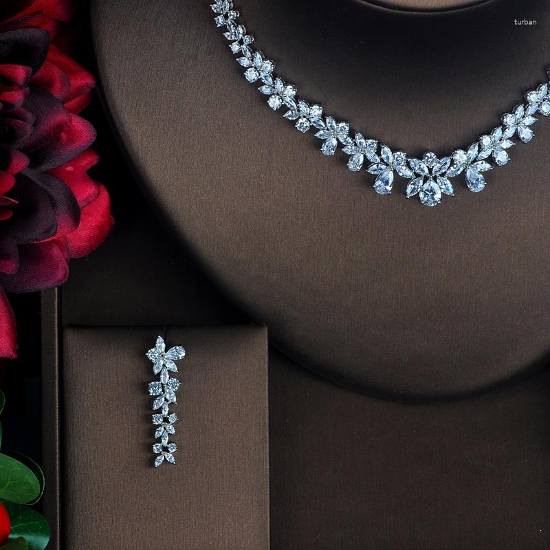 Necklace Earrings Set Fashion Luxury Flower Shape Clear Cubic Zircon Female With Earring For Wedding Party Gifts N-217, Picture shown
Necklace Earrings Set Fashion Luxury Flower Shape Clear Cubic Zircon Female With Earring For Wedding Party Gifts N-217, Picture shown