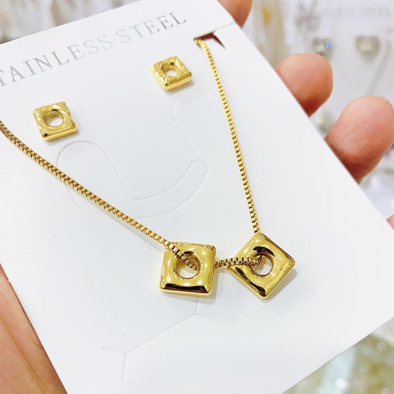 Necklace Earrings Set Women Necklaces Innovation Double Pendant Long Chain Openwork Square And Baguette Stainless Steel, Picture shown
Necklace Earrings Set Women Necklaces Innovation Double Pendant Long Chain Openwork Square And Baguette Stainless Steel, Picture shown