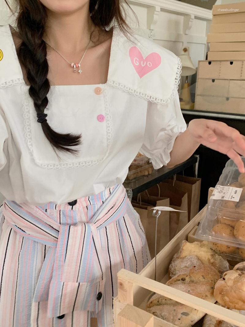 Women's T Shirts GBG3810 Summer Two Piece Set Cute Sweet Style Printed Polo Collar Short Sleeve Shirt Top High Waist Skirt, Beige
Women's T Shirts GBG3810 Summer Two Piece Set Cute Sweet Style Printed Polo Collar Short Sleeve Shirt Top High Waist Skirt, Beige