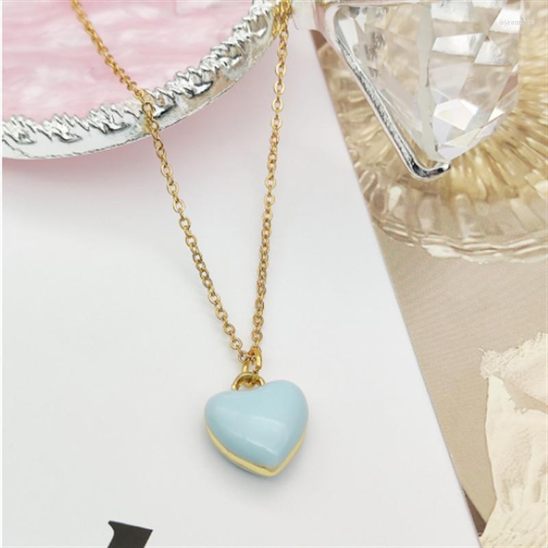Pendant Necklaces Enamel Necklace Drop Titanium Steel Heart Shape Macaron Clavicle Chain Exquisite Female Temperament Jewelry
Pendant Necklaces Enamel Necklace Drop Titanium Steel Heart Shape Macaron Clavicle Chain Exquisite Female Temperament Jewelry