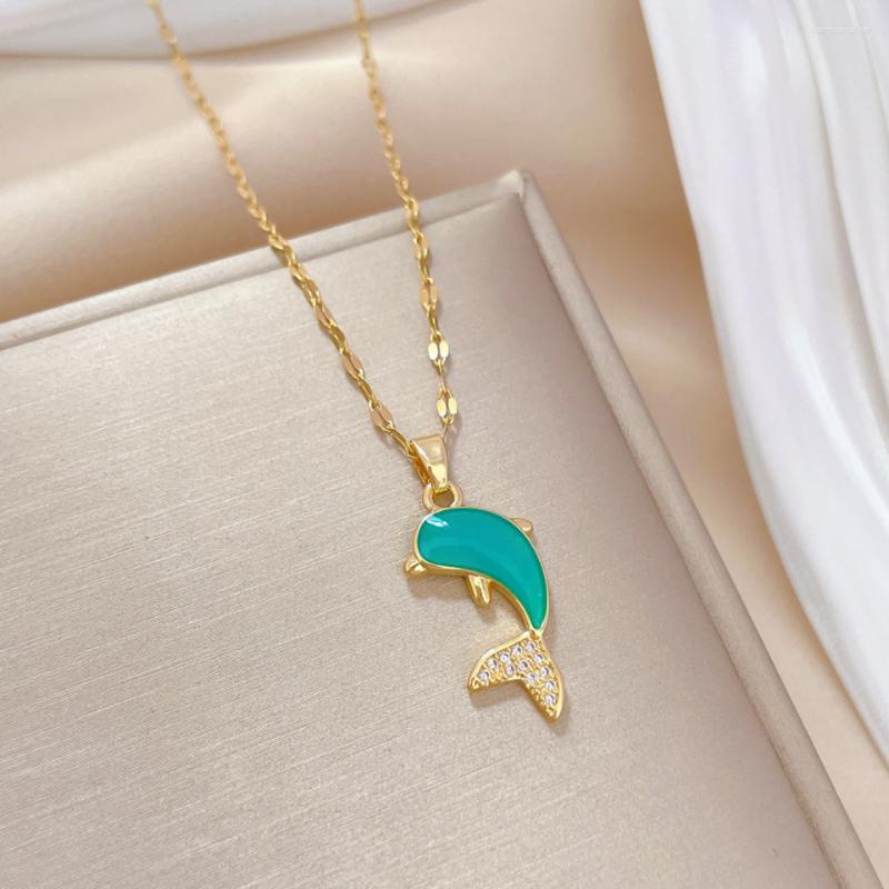Pendant Necklaces MKOPSZ Zircon Blue Dolphin For Women Fashion Gold Color Stainless Steel Necklace Jewelry Clavicle Chain
Pendant Necklaces MKOPSZ Zircon Blue Dolphin For Women Fashion Gold Color Stainless Steel Necklace Jewelry Clavicle Chain