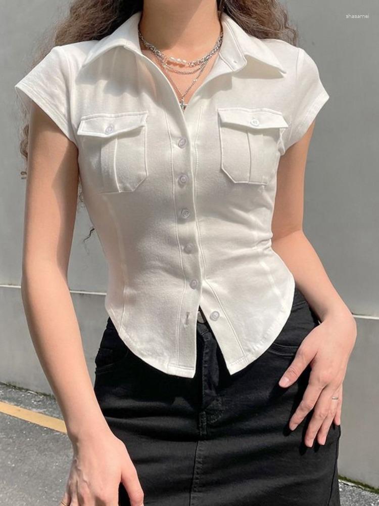 Women' Blouses HOUZHOU Sexy Slim White Shirt Women Summer Crop Tops Y2k Streetwear Harajuku Casual Basic Short Sleeve Korean Fashion
Women' Blouses HOUZHOU Sexy Slim White Shirt Women Summer Crop Tops Y2k Streetwear Harajuku Casual Basic Short Sleeve Korean Fashion