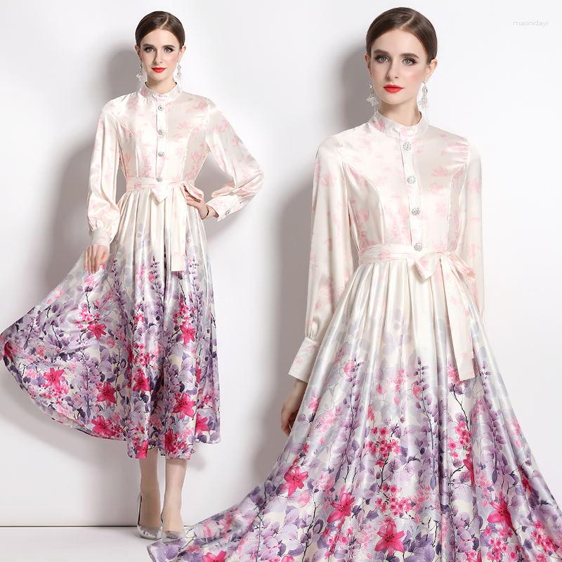 Casual Dresses Sweet Young Lady Spring Long Lantern Sleeve Stand Neck Dress Glam Red Color Flower Feminino Robe For Party Quality Satin
Casual Dresses Sweet Young Lady Spring Long Lantern Sleeve Stand Neck Dress Glam Red Color Flower Feminino Robe For Party Quality Satin