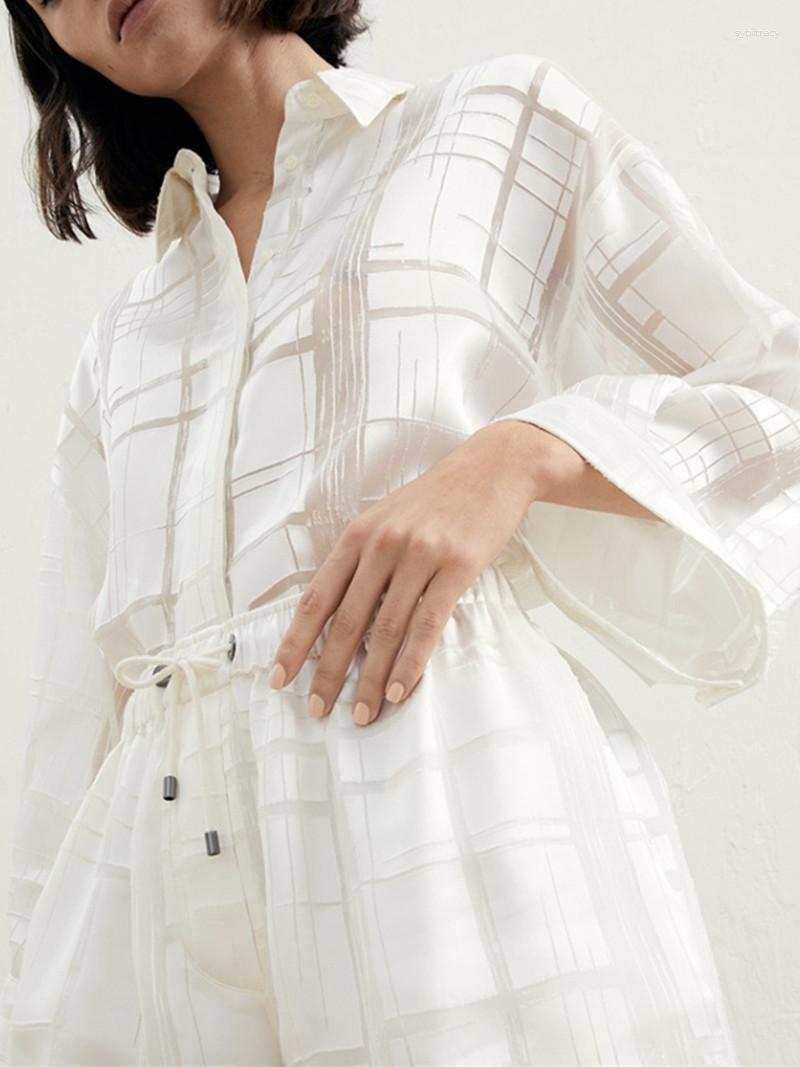 Women' Blouses Women French Plaid Slightly Transparent Silk Shirt Tops 2023 Summer Female Commuter Drawstring Elastic Waist Shorts Set, Blouse
Women' Blouses Women French Plaid Slightly Transparent Silk Shirt Tops 2023 Summer Female Commuter Drawstring Elastic Waist Shorts Set, Blouse