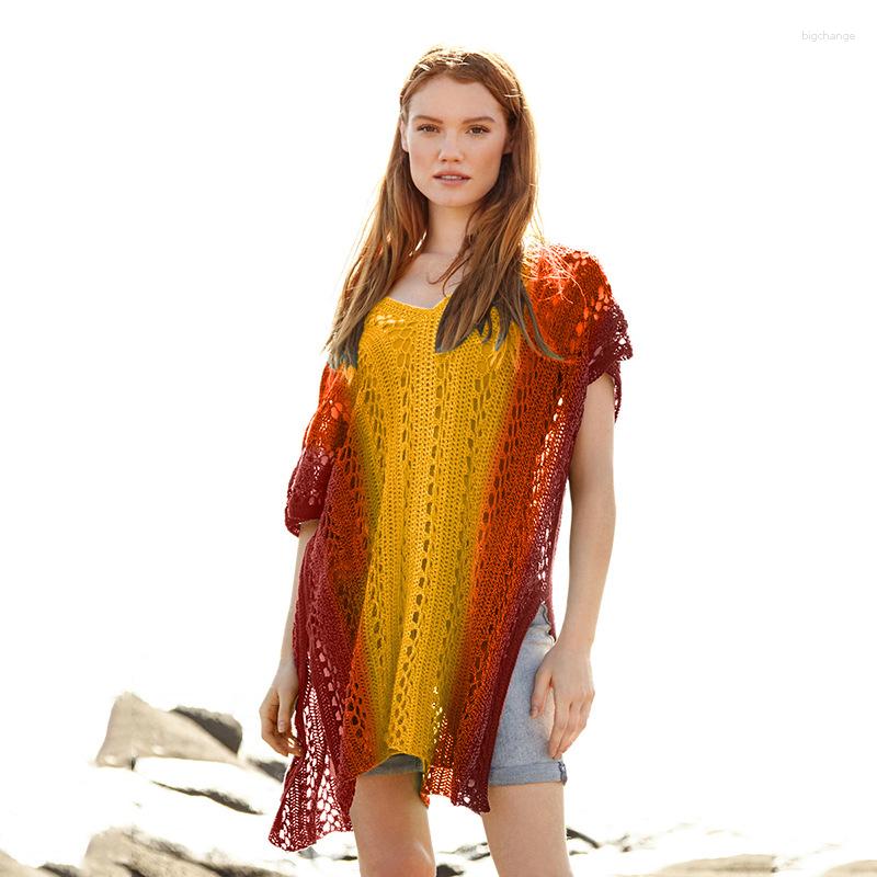 Women's Swimwear CHYXSB 2023 Knitted Contrast Color Blouse Gradient V-neck Hollow Backless Loose Sun Protection Pullover Beach Dress, Pink purple
Women's Swimwear CHYXSB 2023 Knitted Contrast Color Blouse Gradient V-neck Hollow Backless Loose Sun Protection Pullover Beach Dress, Pink purple