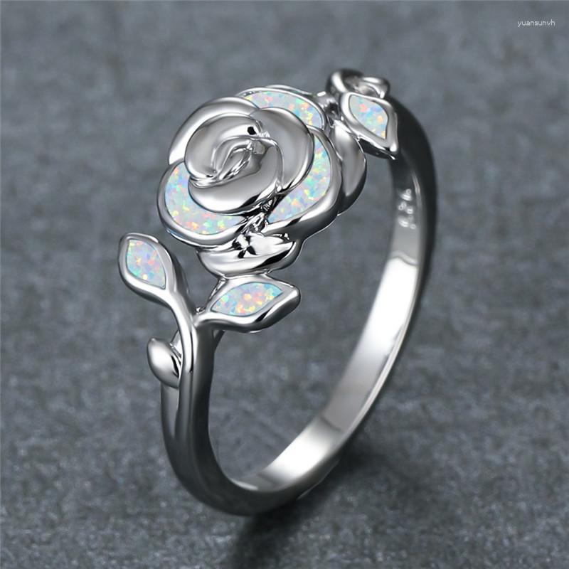 Wedding Rings White Blue Opal Stone Engagement Ring Female Romantic Rose Flower Vintage Gold Silver Color Lover For Women Valentine
Wedding Rings White Blue Opal Stone Engagement Ring Female Romantic Rose Flower Vintage Gold Silver Color Lover For Women Valentine