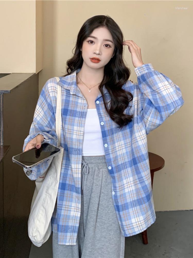 Women's Blouses Korean Oversize Plaid Shirt Women Fashion Long Sleeve All Match Blouse Spring Preppy Style Turn Down Collar Casual Y2K Top, Blue
Women's Blouses Korean Oversize Plaid Shirt Women Fashion Long Sleeve All Match Blouse Spring Preppy Style Turn Down Collar Casual Y2K Top, Blue