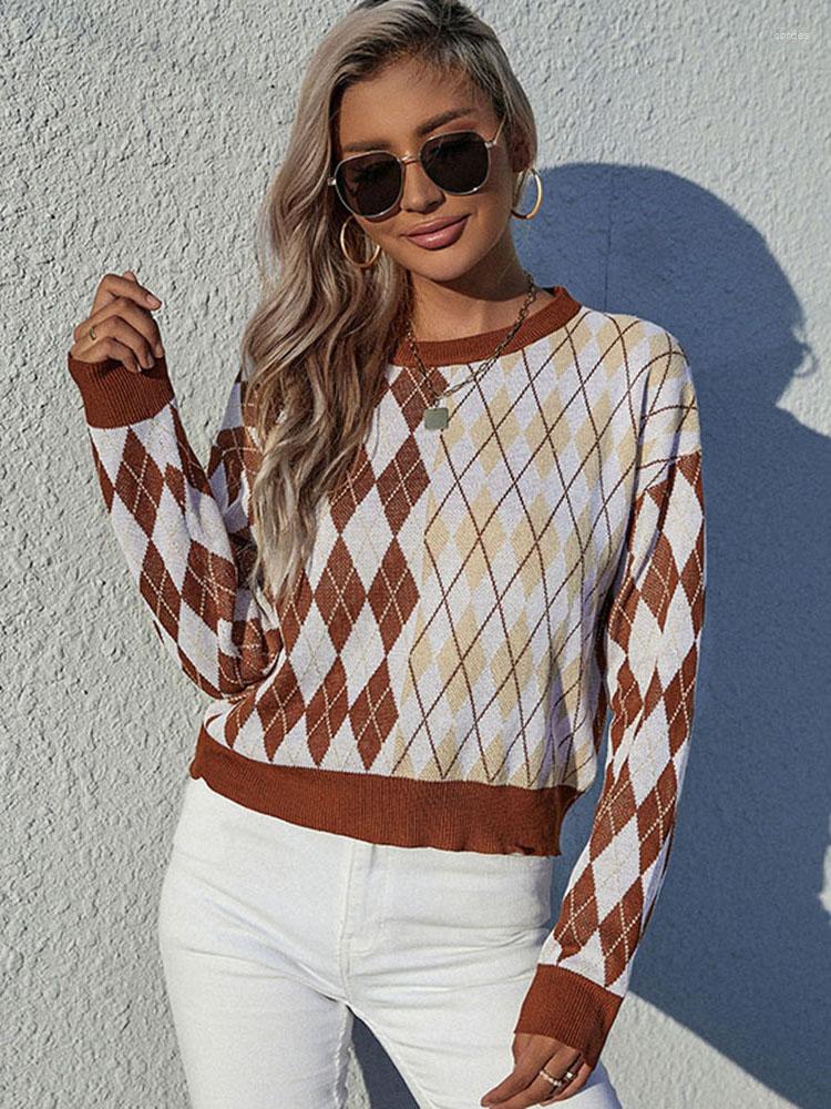 Women' Sweaters Liooil Geometric Plaid Sweater Female Jumpers Long Sleeve Knit Pullovers Tops Autumn Winter O Neck Patchwork Knitted, Coffee
Women' Sweaters Liooil Geometric Plaid Sweater Female Jumpers Long Sleeve Knit Pullovers Tops Autumn Winter O Neck Patchwork Knitted, Coffee