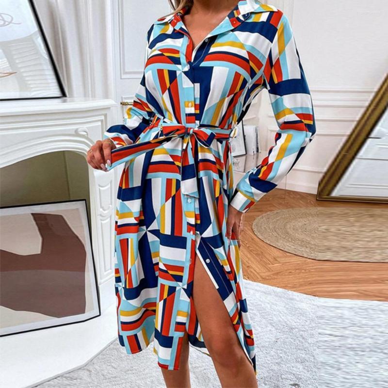 Casual Dresses Lapel Long Sleeves High Waist Single Breasted Shirt Dress Spring Autumn Irregular Geometry Print Belt Midi Female Clothing, Blue
Casual Dresses Lapel Long Sleeves High Waist Single Breasted Shirt Dress Spring Autumn Irregular Geometry Print Belt Midi Female Clothing, Blue