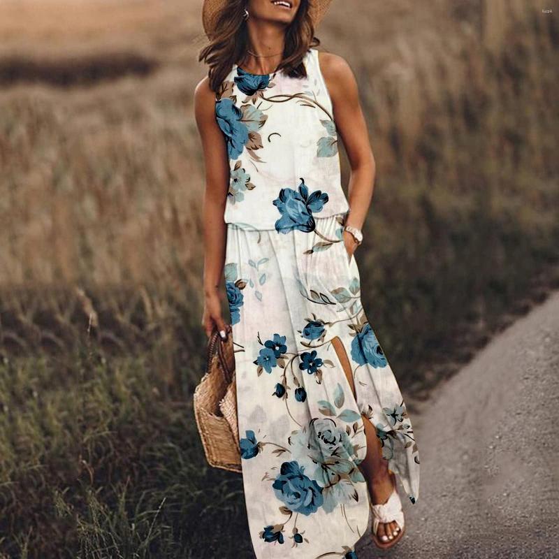 Casual Dresses Ladies Loose O-neck Beach Party Dress Sleeveless Solid Color Fork Opening Womens Tunics Vestidos, Khaki
Casual Dresses Ladies Loose O-neck Beach Party Dress Sleeveless Solid Color Fork Opening Womens Tunics Vestidos, Khaki