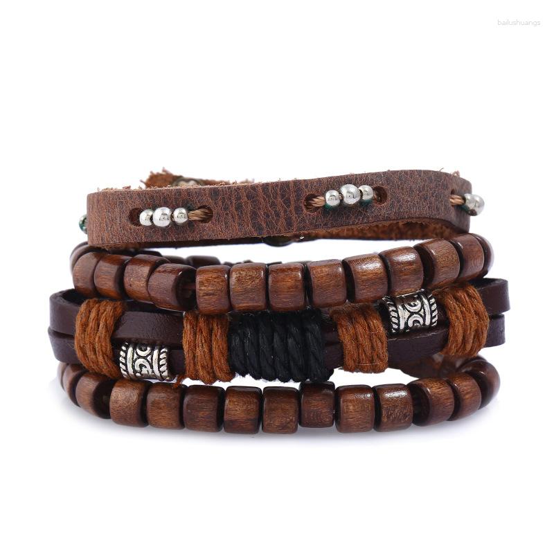 Charm Bracelets 4pcs/set Vintage Boho Punk Dark Brown Leather Cord Wrap Bead Wood Beads Layers Bangles Unisex Jewelry
Charm Bracelets 4pcs/set Vintage Boho Punk Dark Brown Leather Cord Wrap Bead Wood Beads Layers Bangles Unisex Jewelry