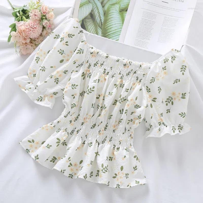Women' Blouses Women' Sweet Broken Flower Slash Neck Women Blouse Folds Pleat Design Slim Elastic Waist Cropped Top Cute Chiffon, Green
Women' Blouses Women' Sweet Broken Flower Slash Neck Women Blouse Folds Pleat Design Slim Elastic Waist Cropped Top Cute Chiffon, Green