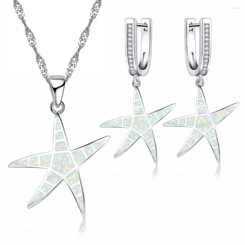 Necklace Earrings Set Fashion Cute Starfish Accessories For Women Imitation White Fire Opal Pendant Wedding Jewelry, Picture shown
Necklace Earrings Set Fashion Cute Starfish Accessories For Women Imitation White Fire Opal Pendant Wedding Jewelry, Picture shown