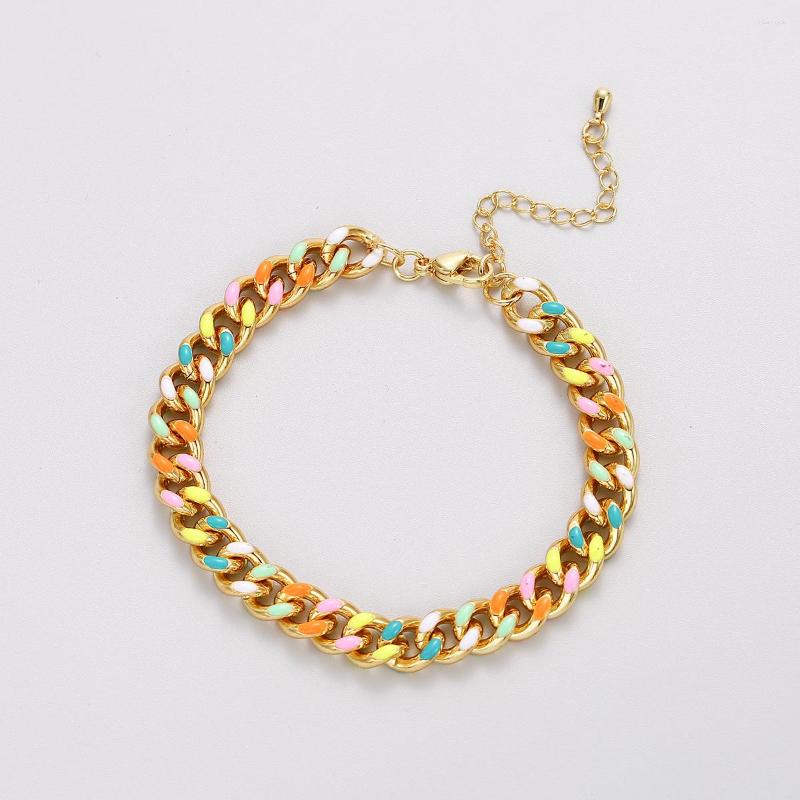 Link Bracelets Summer Bohemian Cuban Bracelet Dropping Oil Colorful Simple Versatile National Vintage Handwear Girl
Link Bracelets Summer Bohemian Cuban Bracelet Dropping Oil Colorful Simple Versatile National Vintage Handwear Girl