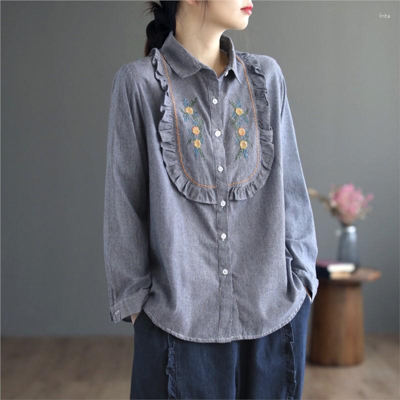 Women's Blouses QPFJQD Female Retro Embroidery Floral And Tops Patchwork Spring Autumn 2023 Women Button Shirts Turn-down Collar, White
Women's Blouses QPFJQD Female Retro Embroidery Floral And Tops Patchwork Spring Autumn 2023 Women Button Shirts Turn-down Collar, White