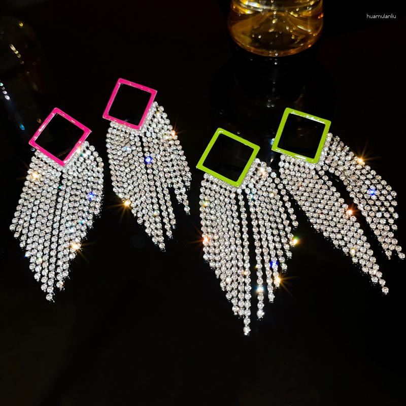 Dangle Earrings DREJEW Brilliant Full Rhinestone Long Tassel For Women's Simple Fashion Geometric Square Drop Dangling Earring Jewelry
Dangle Earrings DREJEW Brilliant Full Rhinestone Long Tassel For Women's Simple Fashion Geometric Square Drop Dangling Earring Jewelry