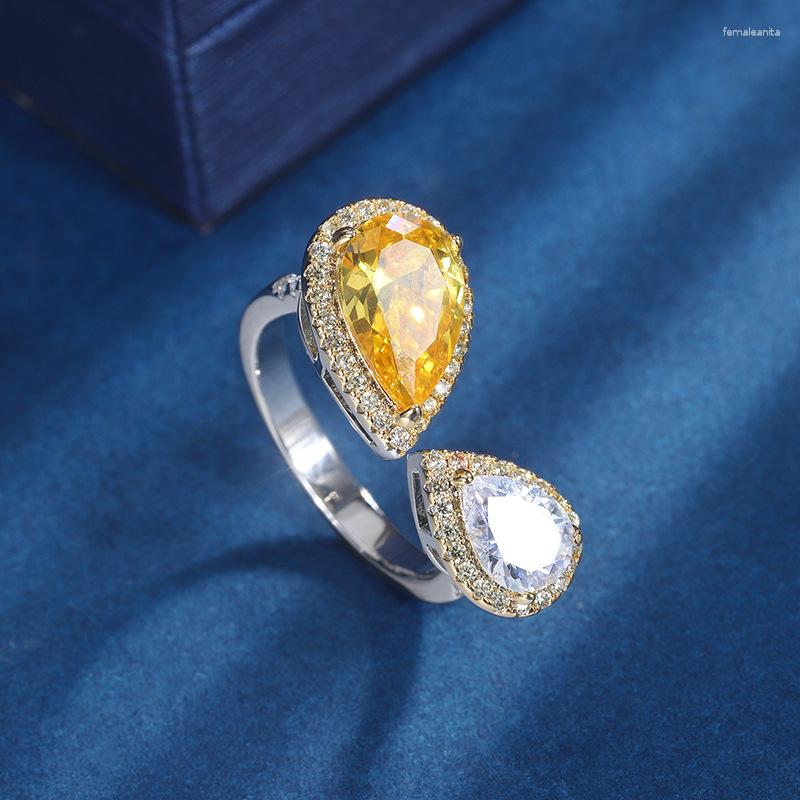Wedding Rings Uilz Ins Luxury Zircon Water Drop Cubic Zirconia Open For Women Yellow Color Adjustable Finger Ring Party Jewelry
Wedding Rings Uilz Ins Luxury Zircon Water Drop Cubic Zirconia Open For Women Yellow Color Adjustable Finger Ring Party Jewelry