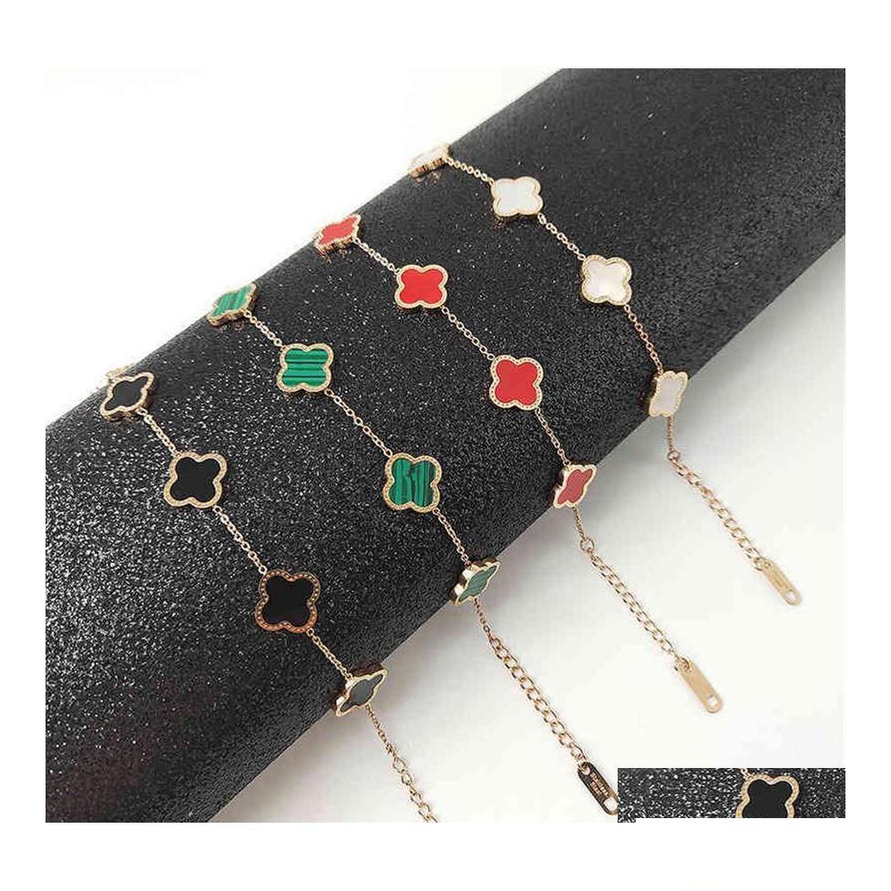 Charm Bracelets 18K Rose Gold Do Not Fade Net Red Fashion Clover Titanium Steel Bracelet Female Shell Personalized Di Dhei2
Charm Bracelets 18K Rose Gold Do Not Fade Net Red Fashion Clover Titanium Steel Bracelet Female Shell Personalized Di Dhei2