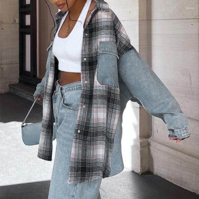 Women' Jackets Women Casual Plaid Denim Spliced Coat Autumn Fashion Loose Long Sleeve Lapel Button Down Outerwear Streetwear Stitching, Black
Women' Jackets Women Casual Plaid Denim Spliced Coat Autumn Fashion Loose Long Sleeve Lapel Button Down Outerwear Streetwear Stitching, Black