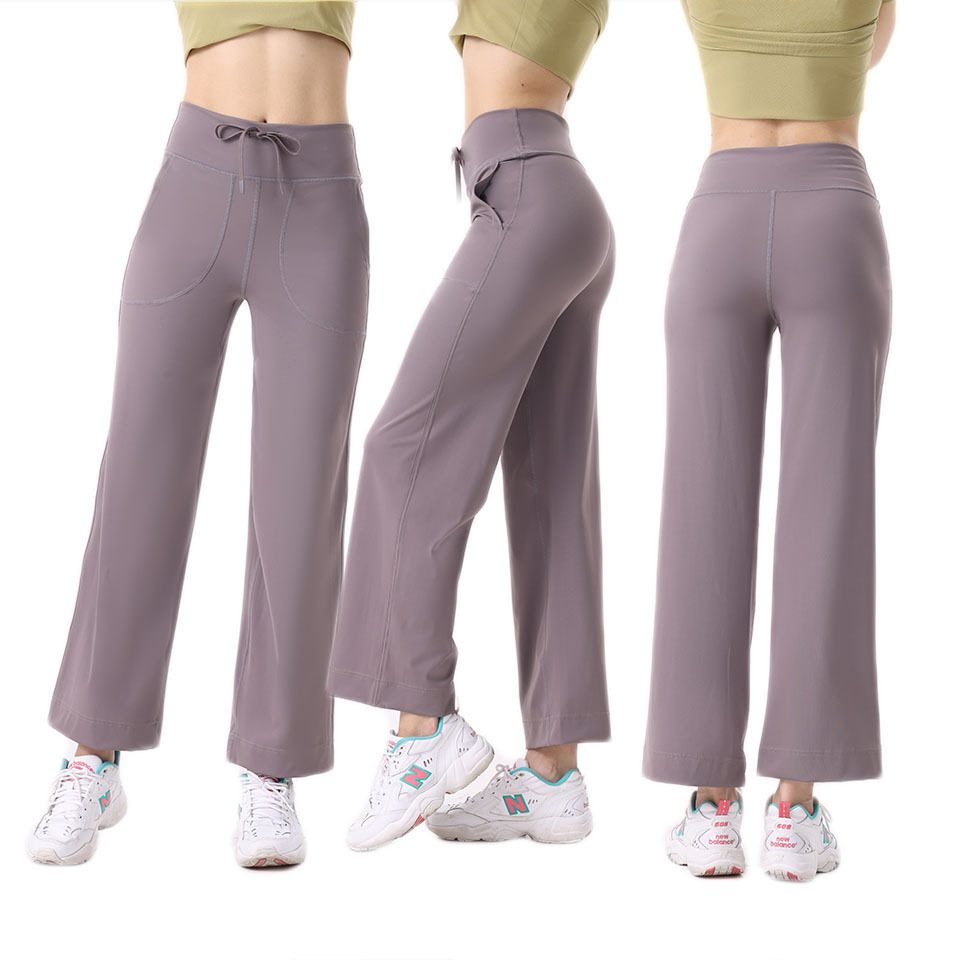 Women's pants Women's pants with straight tube high waist drawstring loose fit small wide leg slimming exercise and fitness Yoga Pants Yoga 