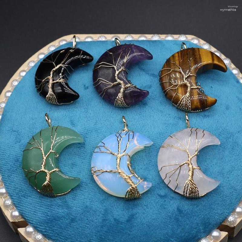 Pendant Necklaces Natural Agates Stone Moon Shape Winding Gold Color Clear Quartzs Opal For Making DIY Jewerly Necklace
Pendant Necklaces Natural Agates Stone Moon Shape Winding Gold Color Clear Quartzs Opal For Making DIY Jewerly Necklace