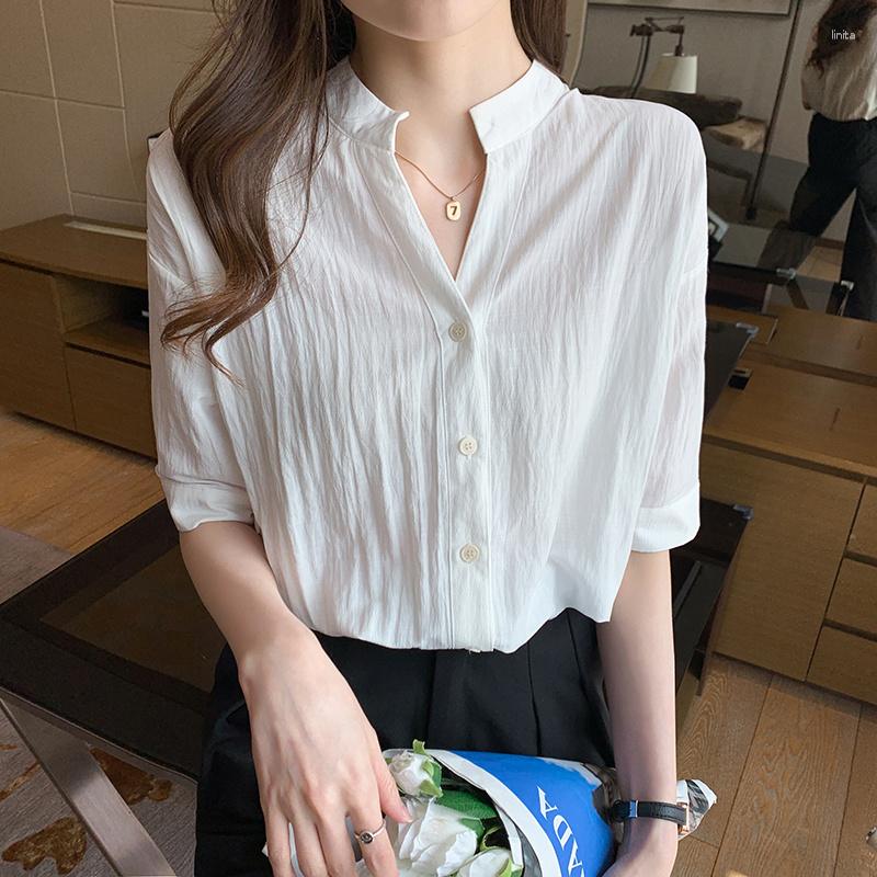 Women' Blouses -2XL Half Sleeve Singel Breasted White Shirt Summer O Neck Loose Casual Korean Fashoin Office Ladies Blouse Buttons Top
Women' Blouses -2XL Half Sleeve Singel Breasted White Shirt Summer O Neck Loose Casual Korean Fashoin Office Ladies Blouse Buttons Top