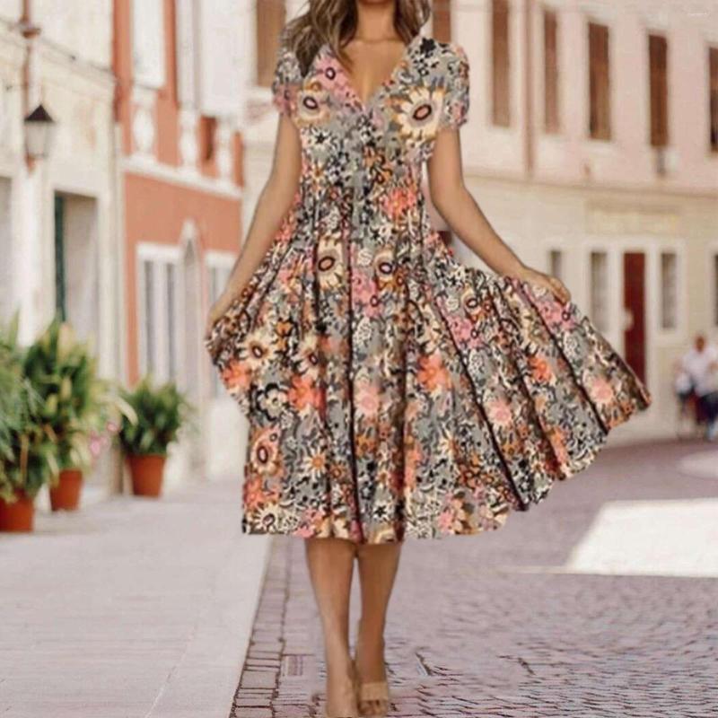 Casual Dresses Women' Summer Vacation Dress Beach V Neck Print Large Hem Work For Women Long Knit
Casual Dresses Women' Summer Vacation Dress Beach V Neck Print Large Hem Work For Women Long Knit