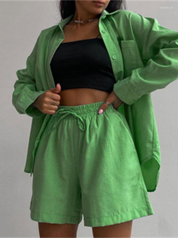 Women' Tracksuits Oversized Women Tracksuit Shirt Shorts Two Piece Set Solid Long Sleeve Top Mini Suit Female 2023 Summer Lady Casual Suits, Green
Women' Tracksuits Oversized Women Tracksuit Shirt Shorts Two Piece Set Solid Long Sleeve Top Mini Suit Female 2023 Summer Lady Casual Suits, Green