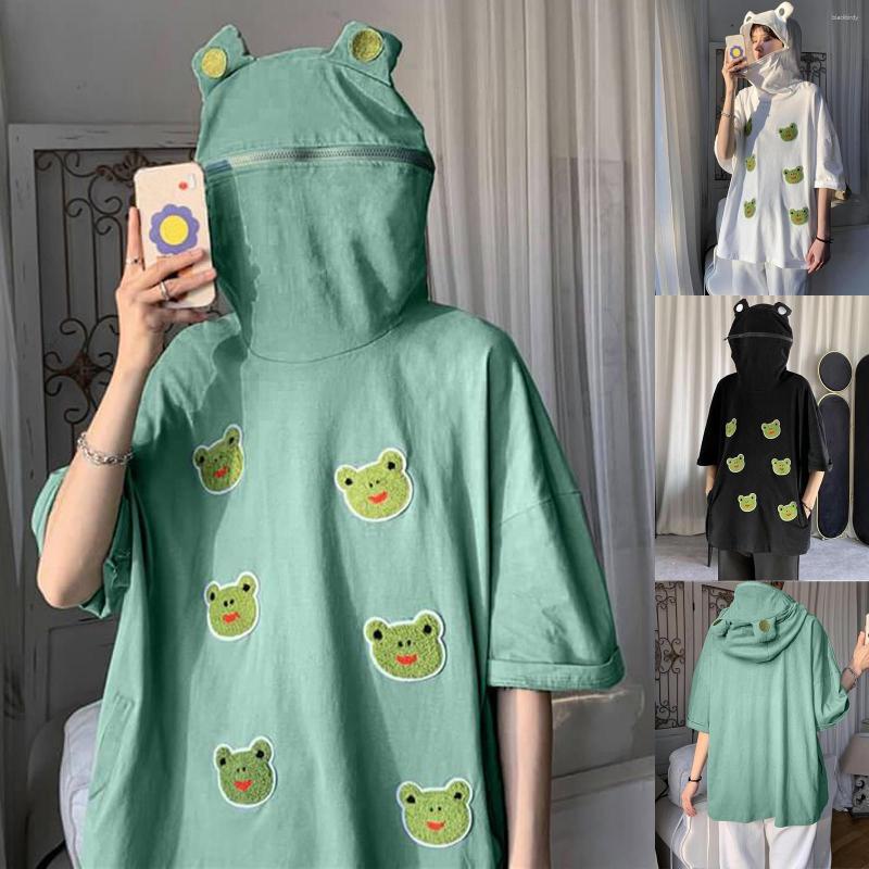 Women' T Shirts Women Shirt Hooded Frog Print Tops Pullovers With Horns Harajuku Zipper Girls Teens White Green Short Sleeve Girl Top, Wh
Women' T Shirts Women Shirt Hooded Frog Print Tops Pullovers With Horns Harajuku Zipper Girls Teens White Green Short Sleeve Girl Top, Wh