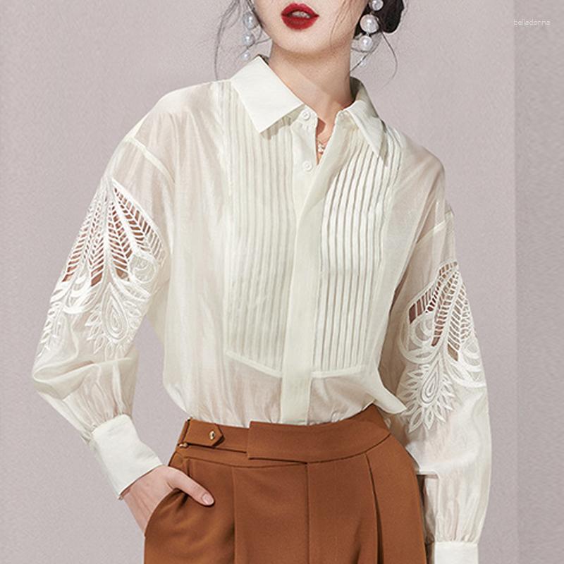 Women' Blouses 2023 Spring Commuting Long-sleeved Shirt Turndown Collar Vintage Women Embroidery Lace Tops Hollow Out White Blouse
Women' Blouses 2023 Spring Commuting Long-sleeved Shirt Turndown Collar Vintage Women Embroidery Lace Tops Hollow Out White Blouse
